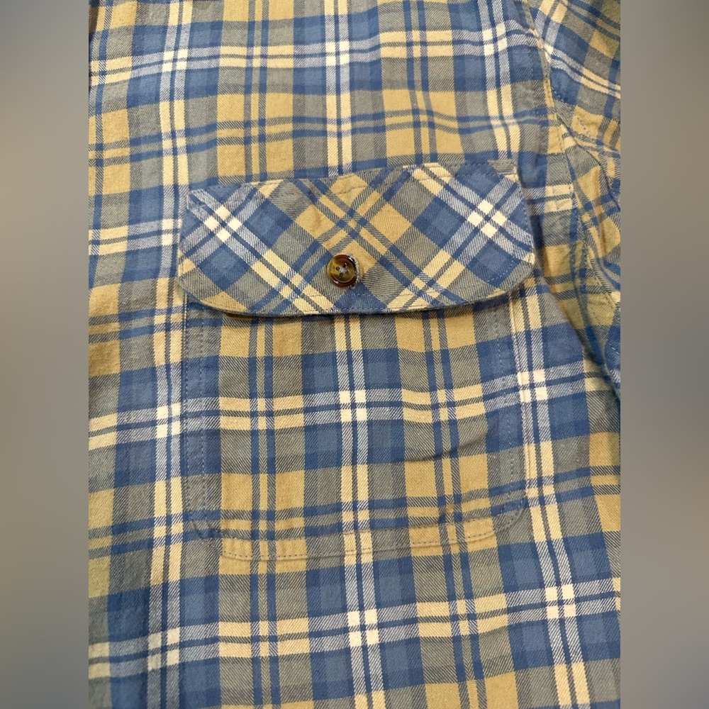 Venado Men’s Flannel Blue Plaid Button Down Shirt Long Sleeve 100% Cotton Large - Picture 6 of 15